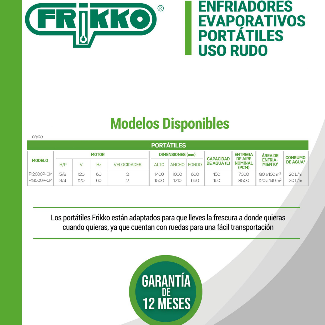Cooler Evaporativo Portátil Frikko F12000-cm Color Blanco Blanco