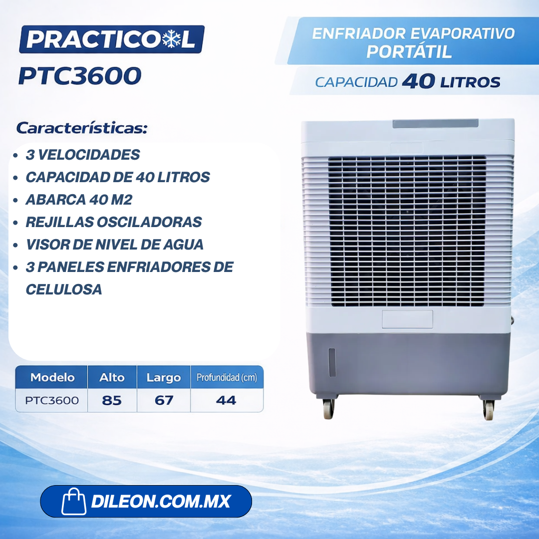 Cooler Evaporativo Portátil Practicool PTC3600 Gris