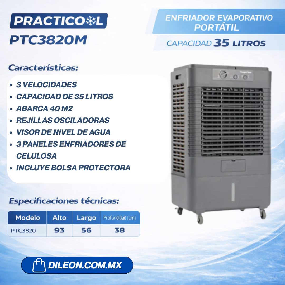 Cooler Enfriador Evaporativo Practicool PTC3820M Gris