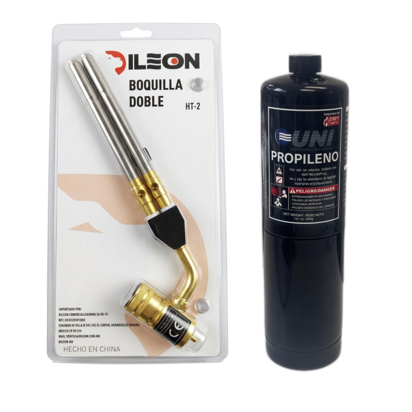 Soplete Boquilla De Doble Tubo HT-2 + Botella De Propileno