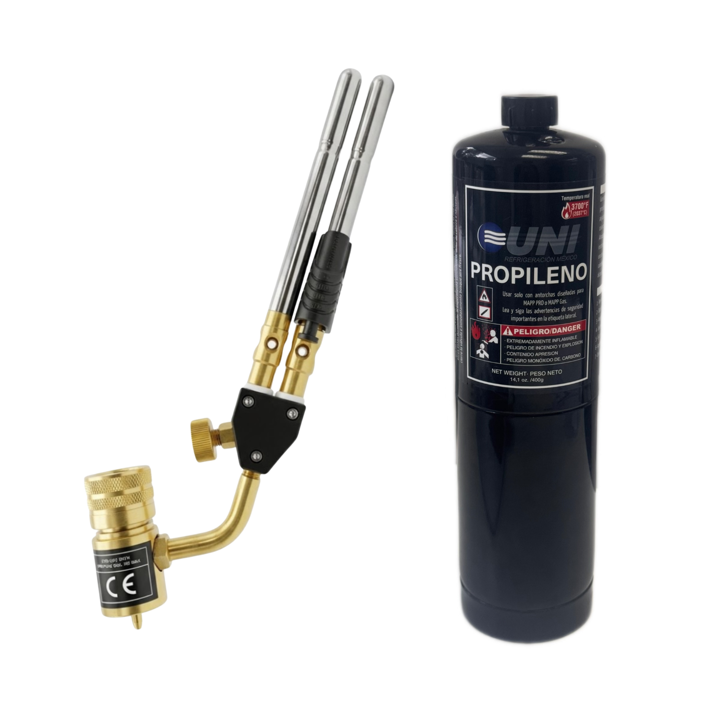 Boquilla Doble Tubo Con Autoencendido WT-8 + Botella De Propileno