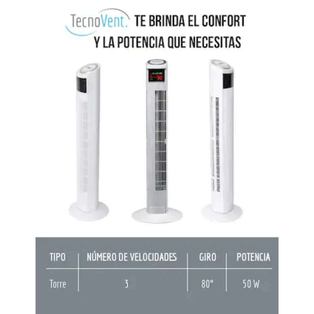 Ventilador Abanico De Torre 36 Con Control Blanco Enfriador