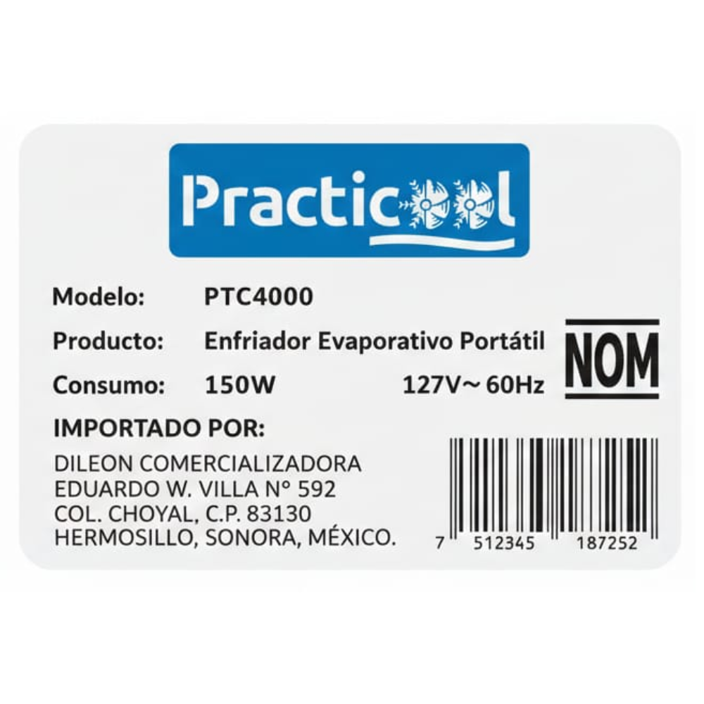 Enfriador Evaportativo Practicool PTC4000 Color Blanco