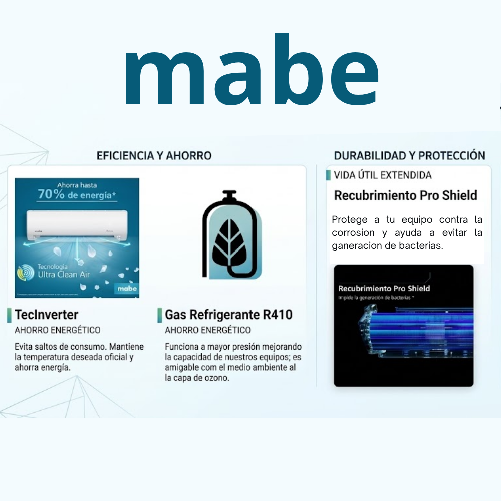 Mini Split Mabe Frio/Calor 1Ton 115V Inverter MMI12HABWCATM1