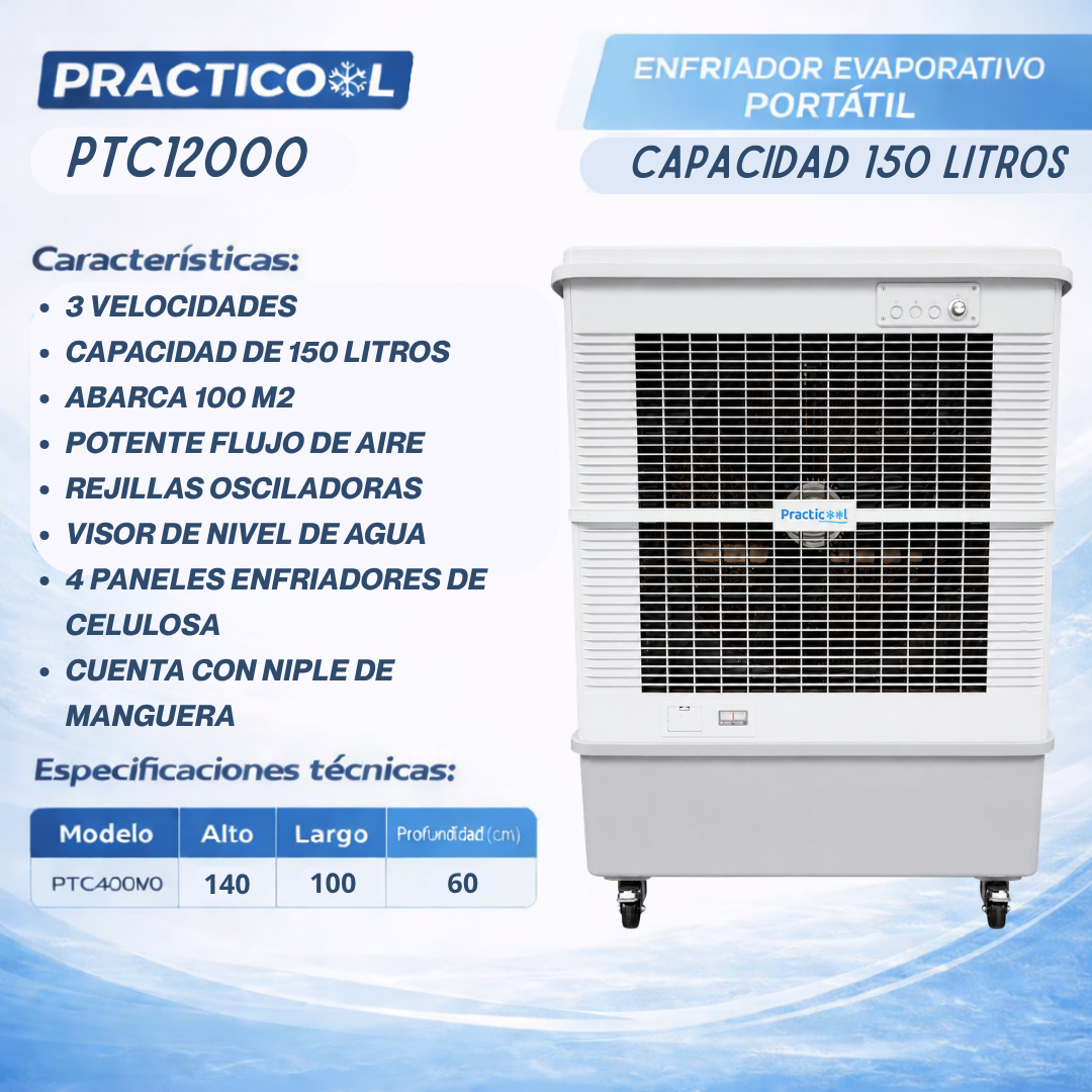 Cooler Enfriador Evaporativo Practicool PTC12000 Gris