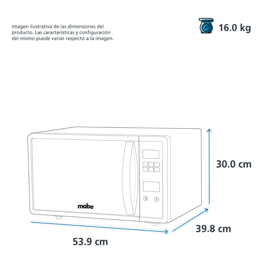 Horno de Microondas Mabe HMM111BS Espejo 1.1 ft³ 30L