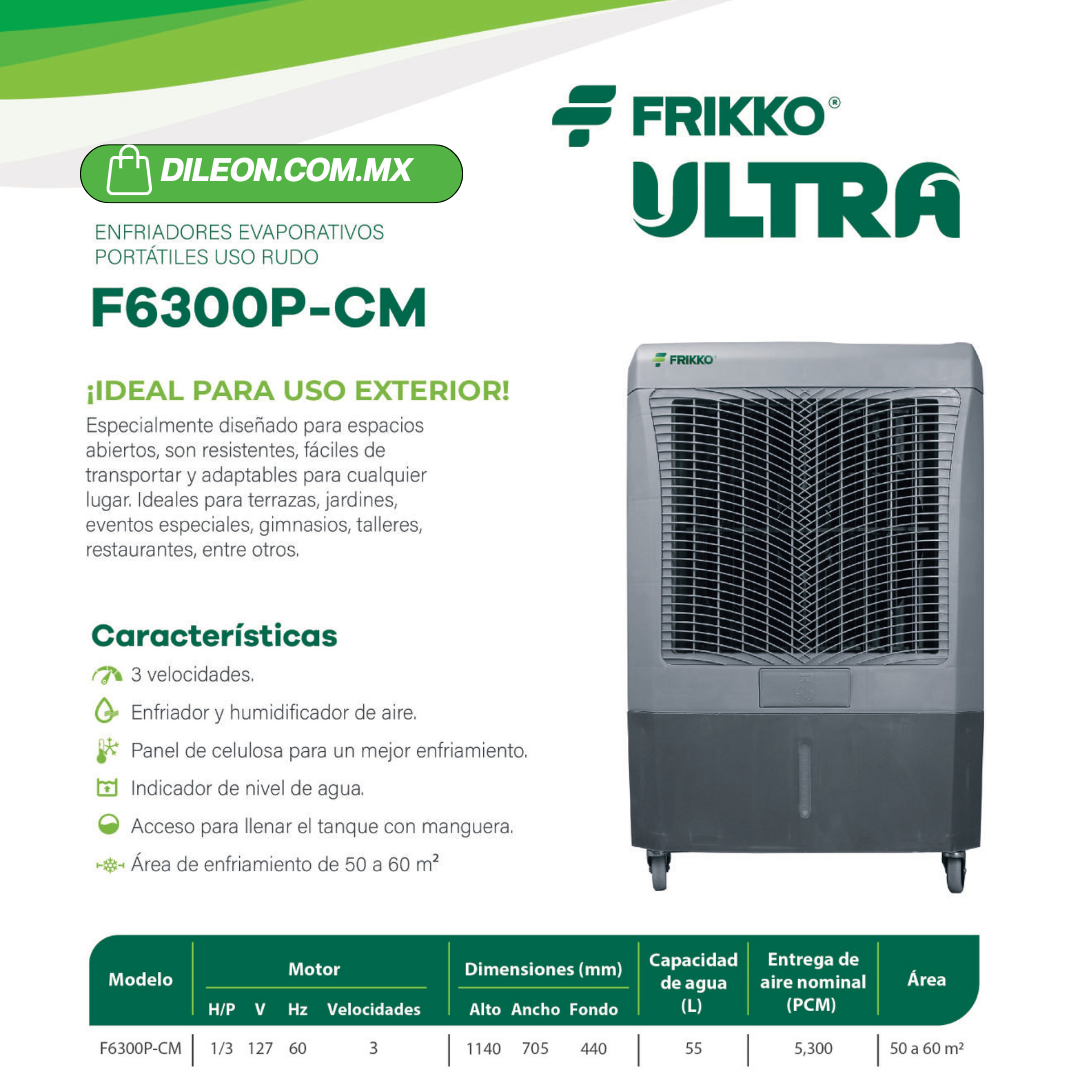Enfriador Evaporativo Frikko Ultra F6300P-CM Portatil Uso Rudo