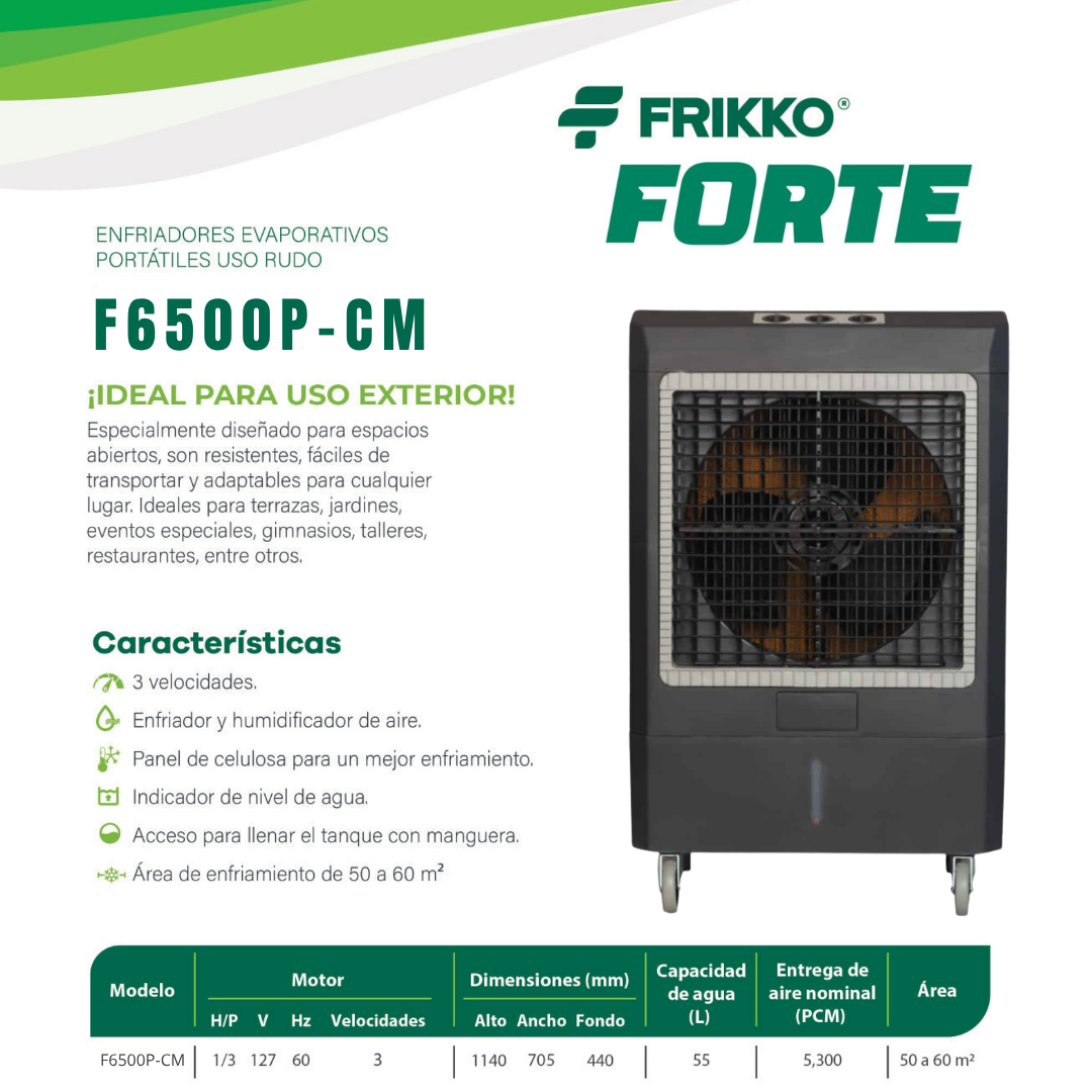 Cooler Enfriador Evaporativo Portátil Frikko Forte F6500P-CM