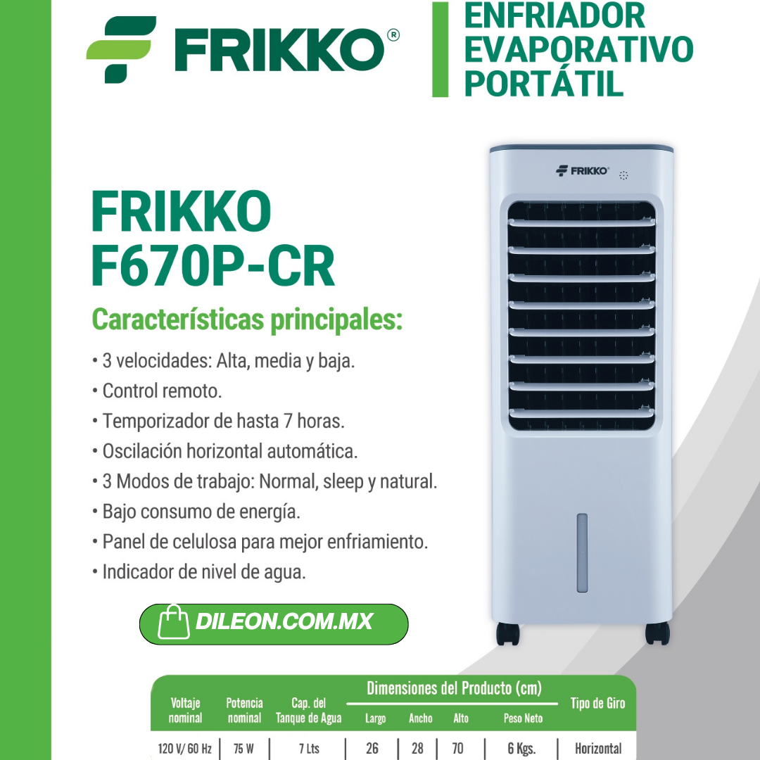 Enfriador Enfriador Evaporativo Aire Portátil Frikko F670P-CR