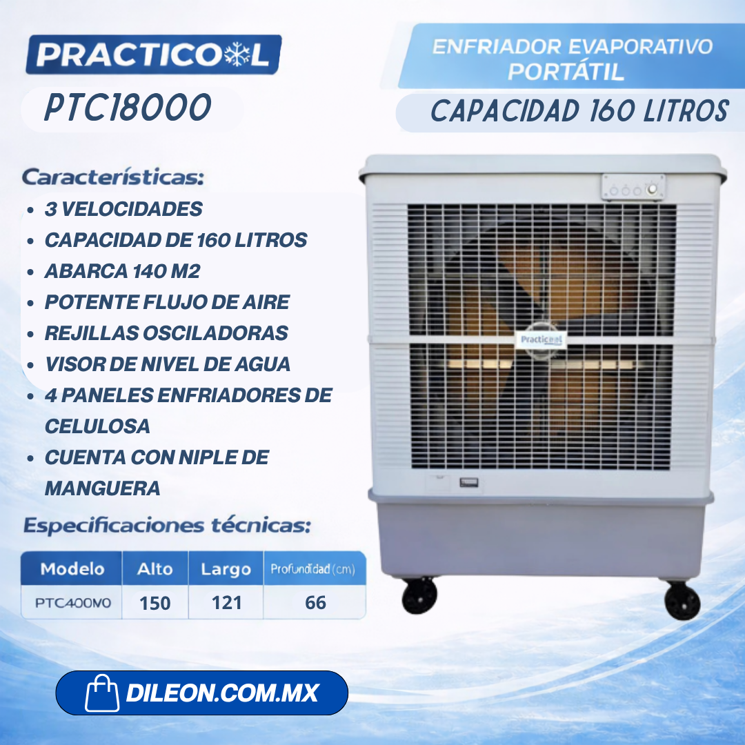 Cooler Evaporativo Portátil Frío Practicool PTC18000 Gris