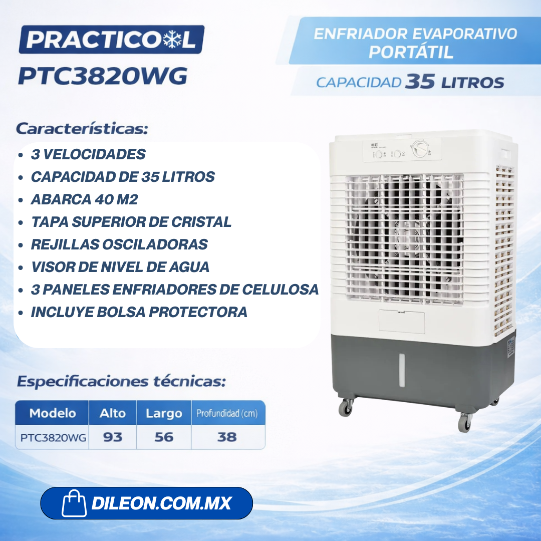 Cooler Enfriador Evaporativo Uso Rudo Practicool PTC3820WG