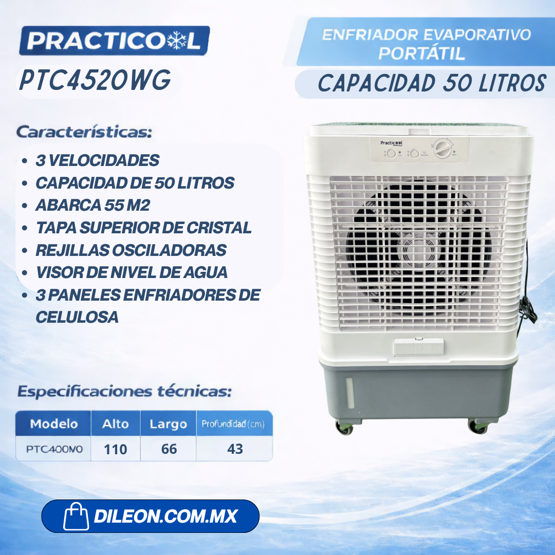 Practicool PTC4520WG 50L Evaporative Cooler, Blanco