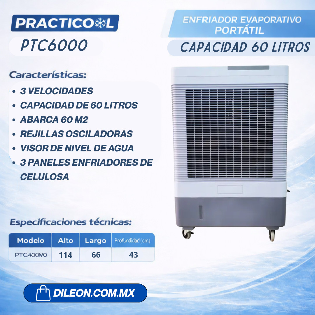 Cooler Evaporativo Portátil Practicool PTC6000 Gris